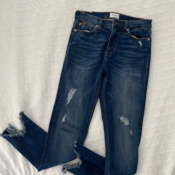 Hudson Blaire high rise super skinny frayed ankle jeans. - Picture 1 of 5